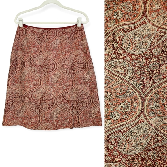 Banana Republic Dresses & Skirts - NWOT Banana Republic red paisley silk wool A-line pencil skirt Womens 10